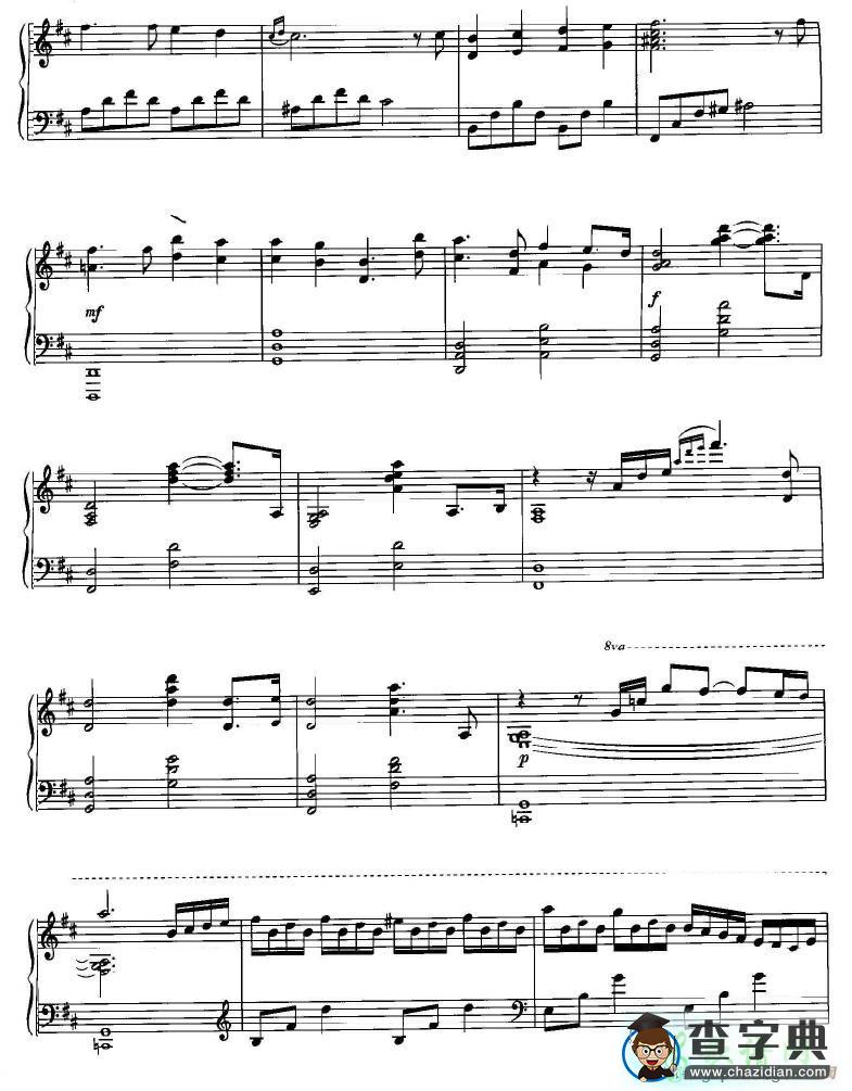 【O Little Town Of Bethlehem钢琴谱】五线谱