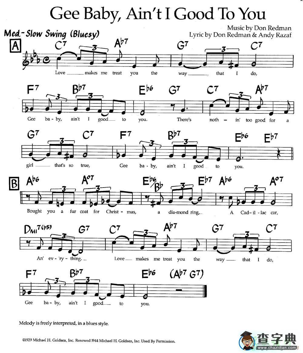 【Gee Baby,Aint I Good To You钢琴谱】五线谱