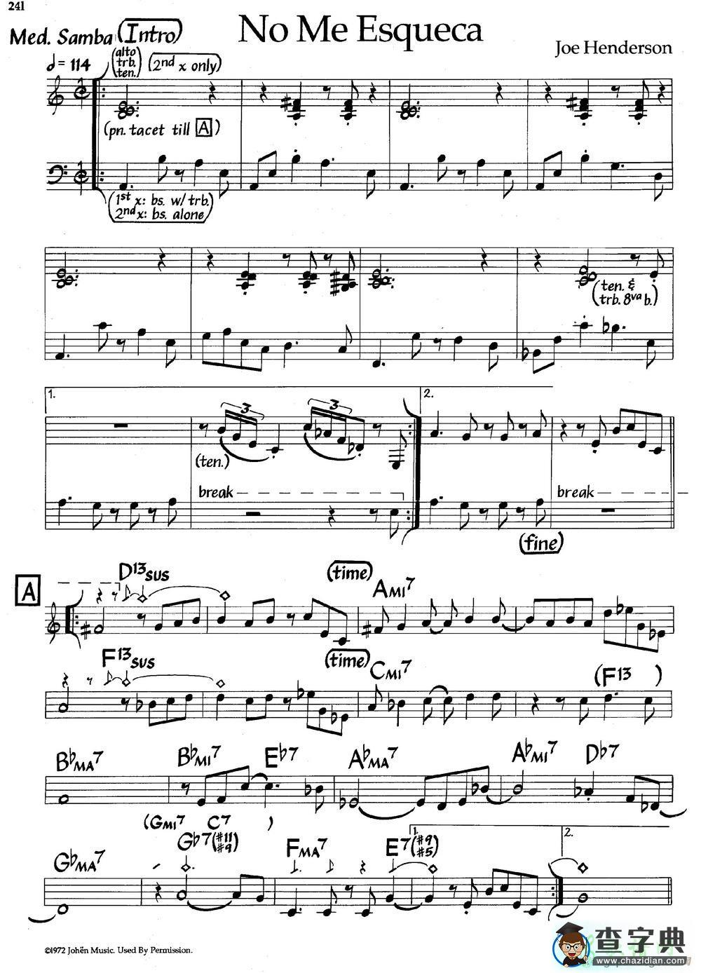 【No Me Esqueca钢琴谱】五线谱