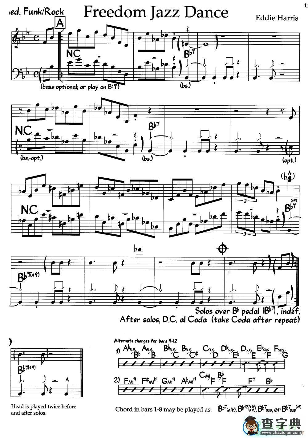【Freedom Jazz Dance钢琴谱】五线谱