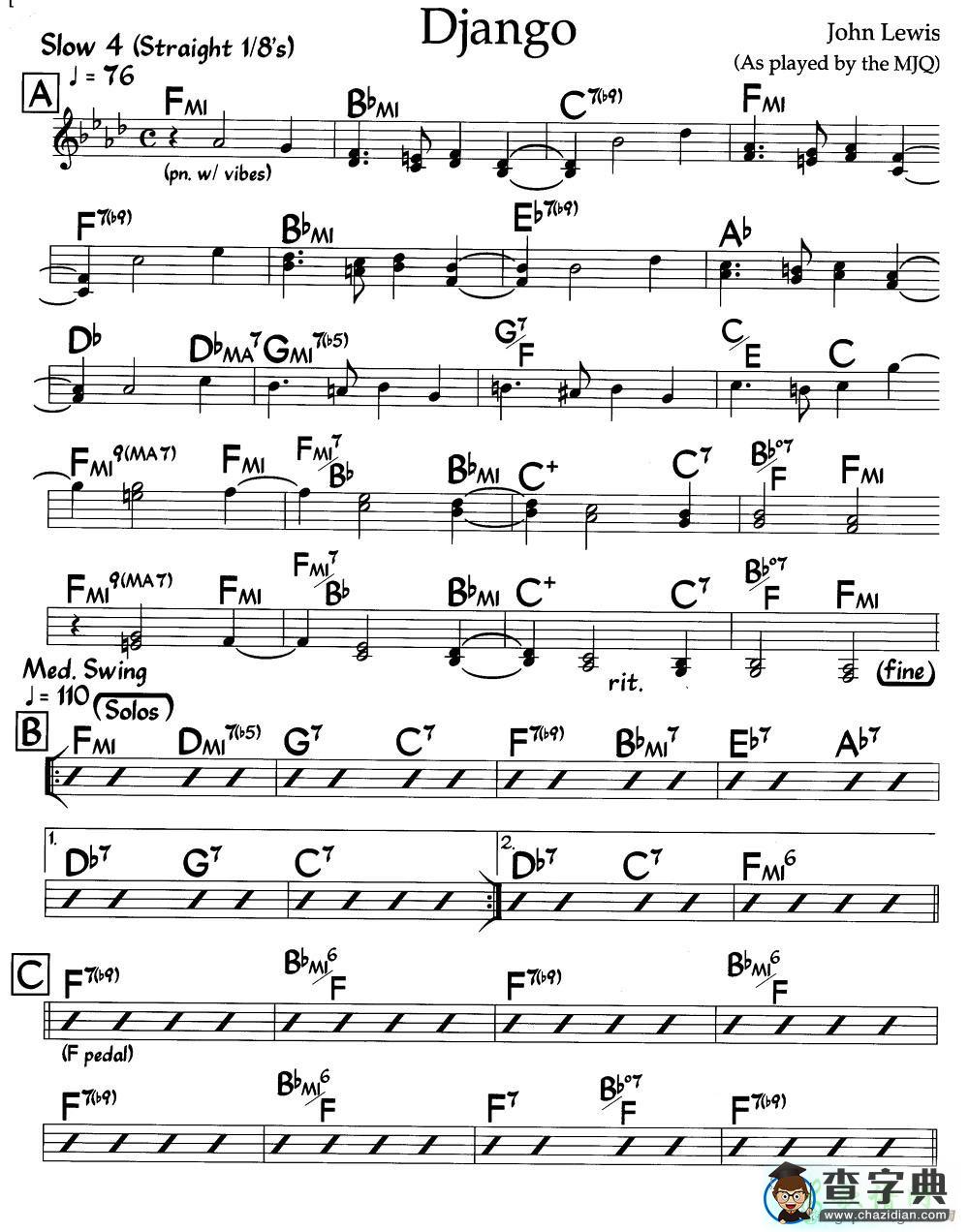 【Django钢琴谱】五线谱