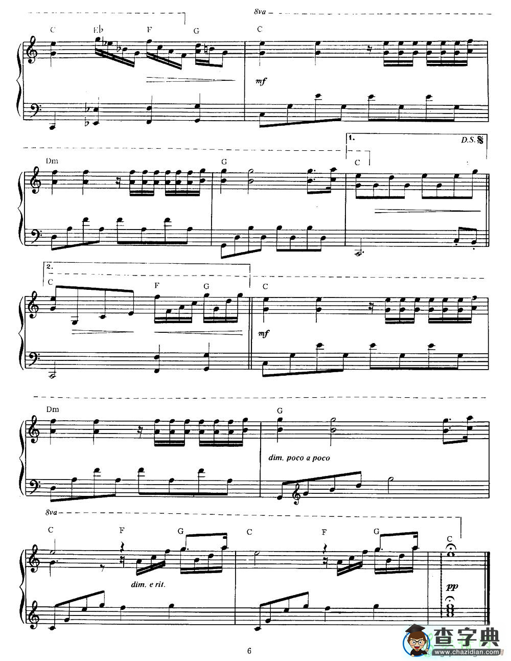 【Ballade Pour Adeline钢琴谱】五线谱