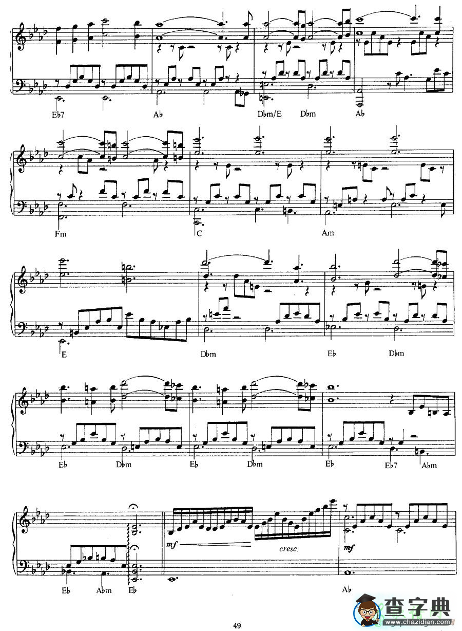 【Reve DAmour（梦幻）钢琴谱】五线谱