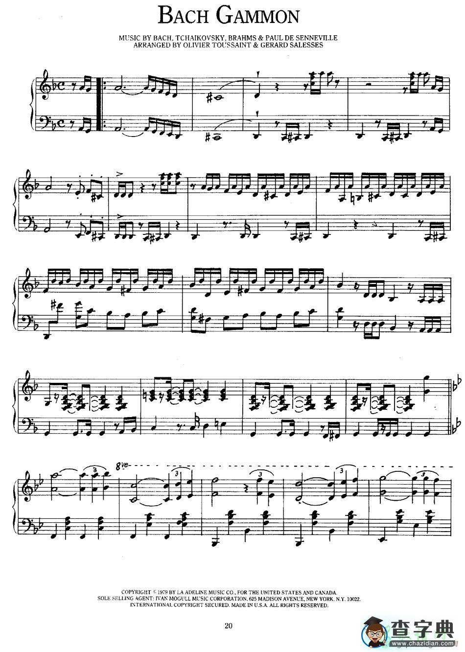 【Bach Gammon钢琴谱】五线谱