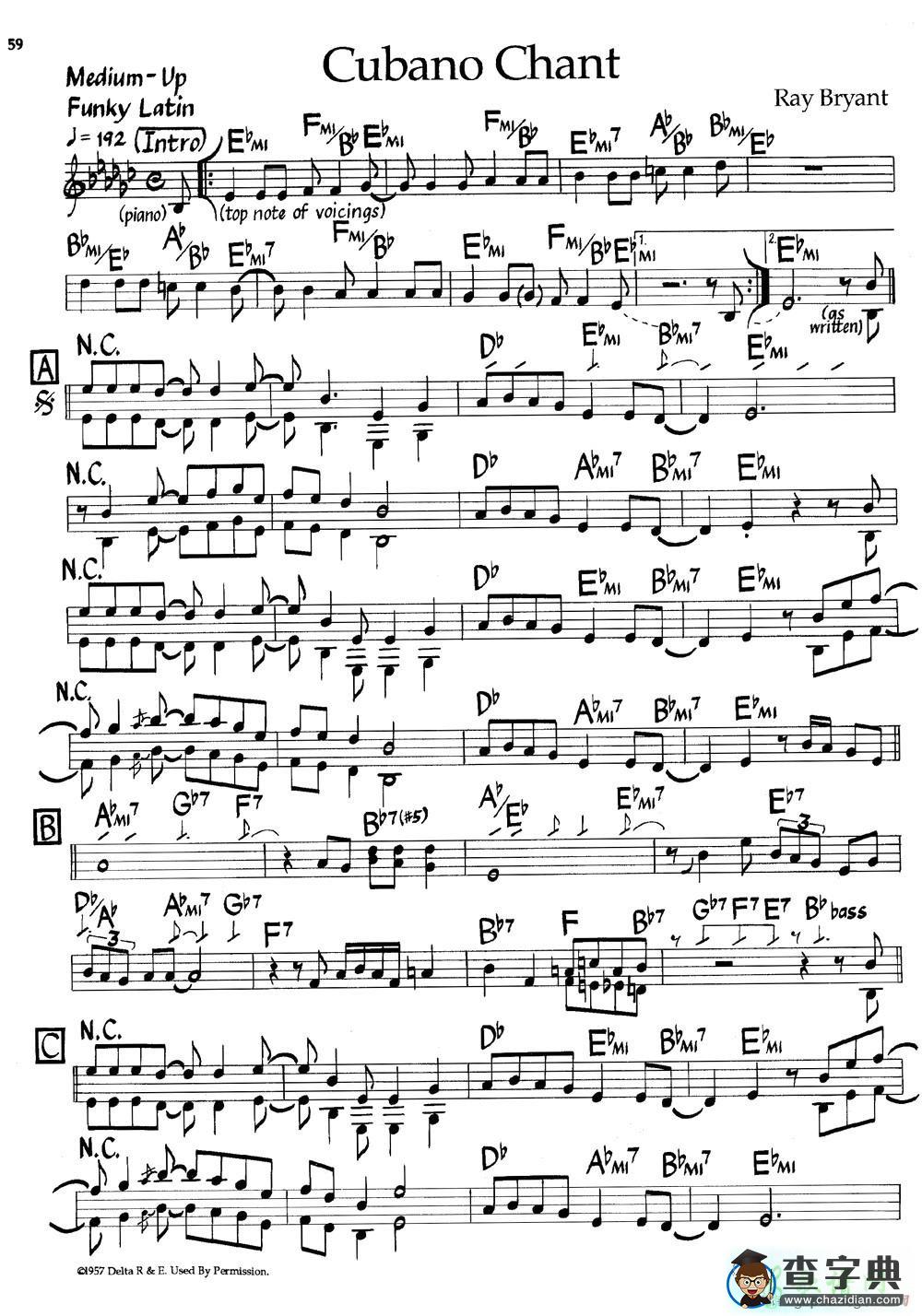 【Cubano Chant钢琴谱】五线谱