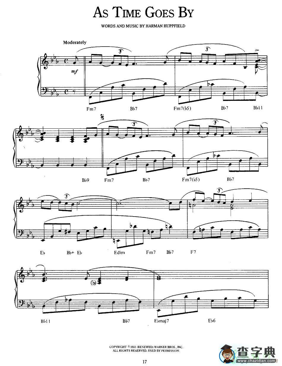 【As Time Goes By钢琴谱】五线谱