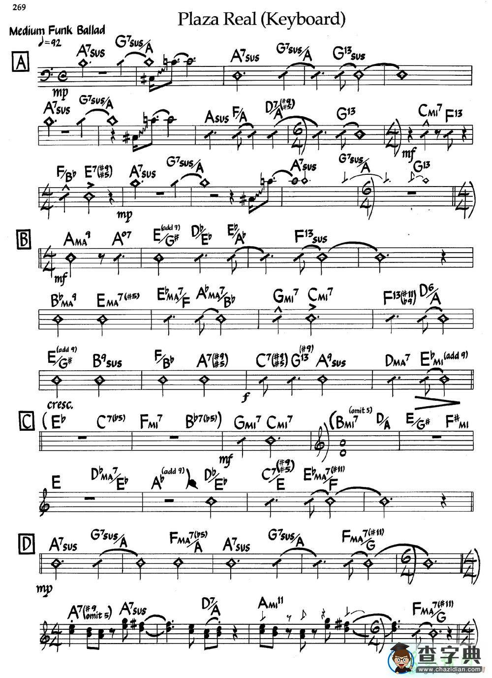 【Plaza Real (Keyboard)钢琴谱】五线谱