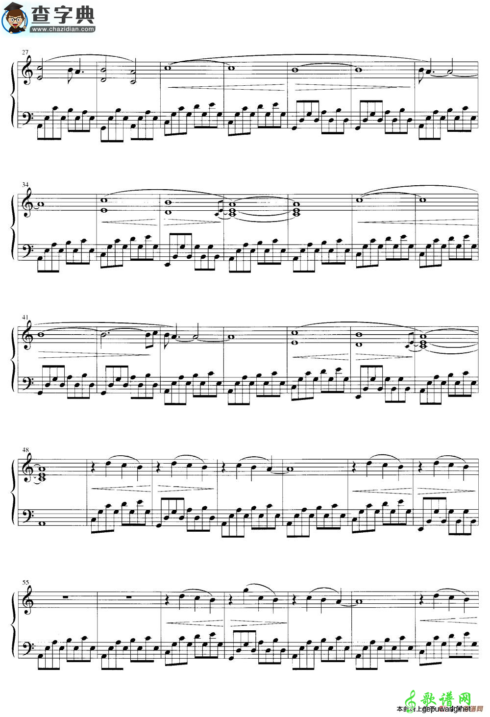 【Fuori Dal Mondo钢琴谱】五线谱