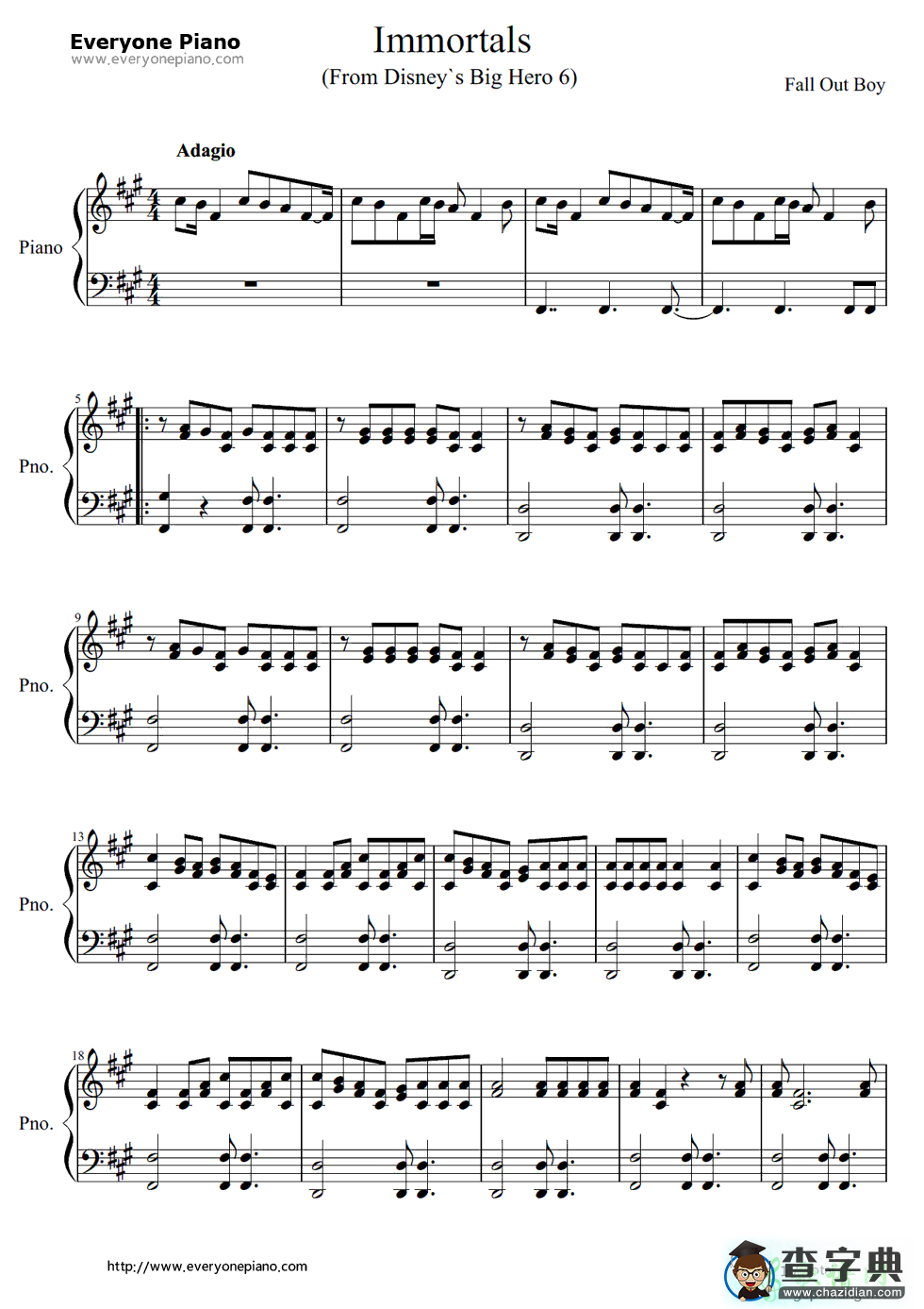 【Immortals钢琴谱】Fall Out Boy