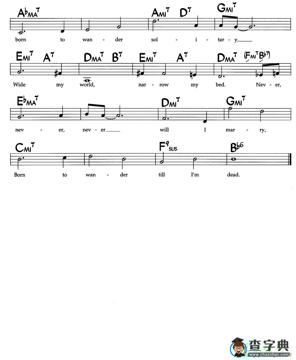 【Never Will I Marry钢琴谱】五线谱