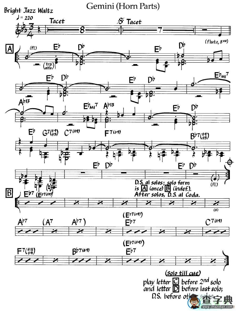 【Gemini(Horn Parts)钢琴谱】五线谱