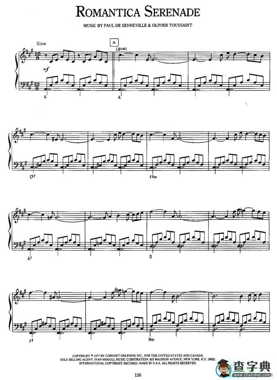 【Romantica Serenade钢琴谱】五线谱