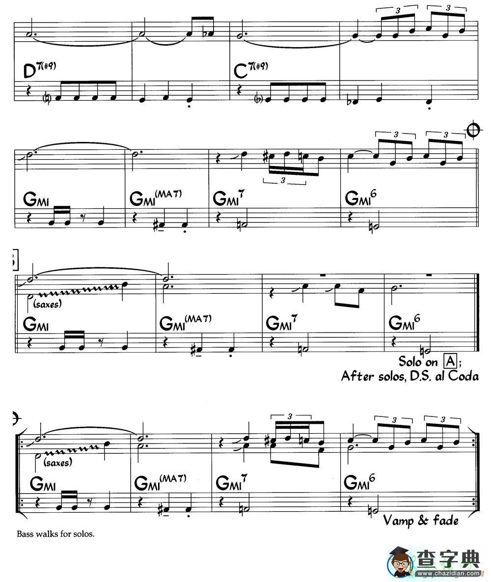 【Blues For Yna Yna钢琴谱】五线谱