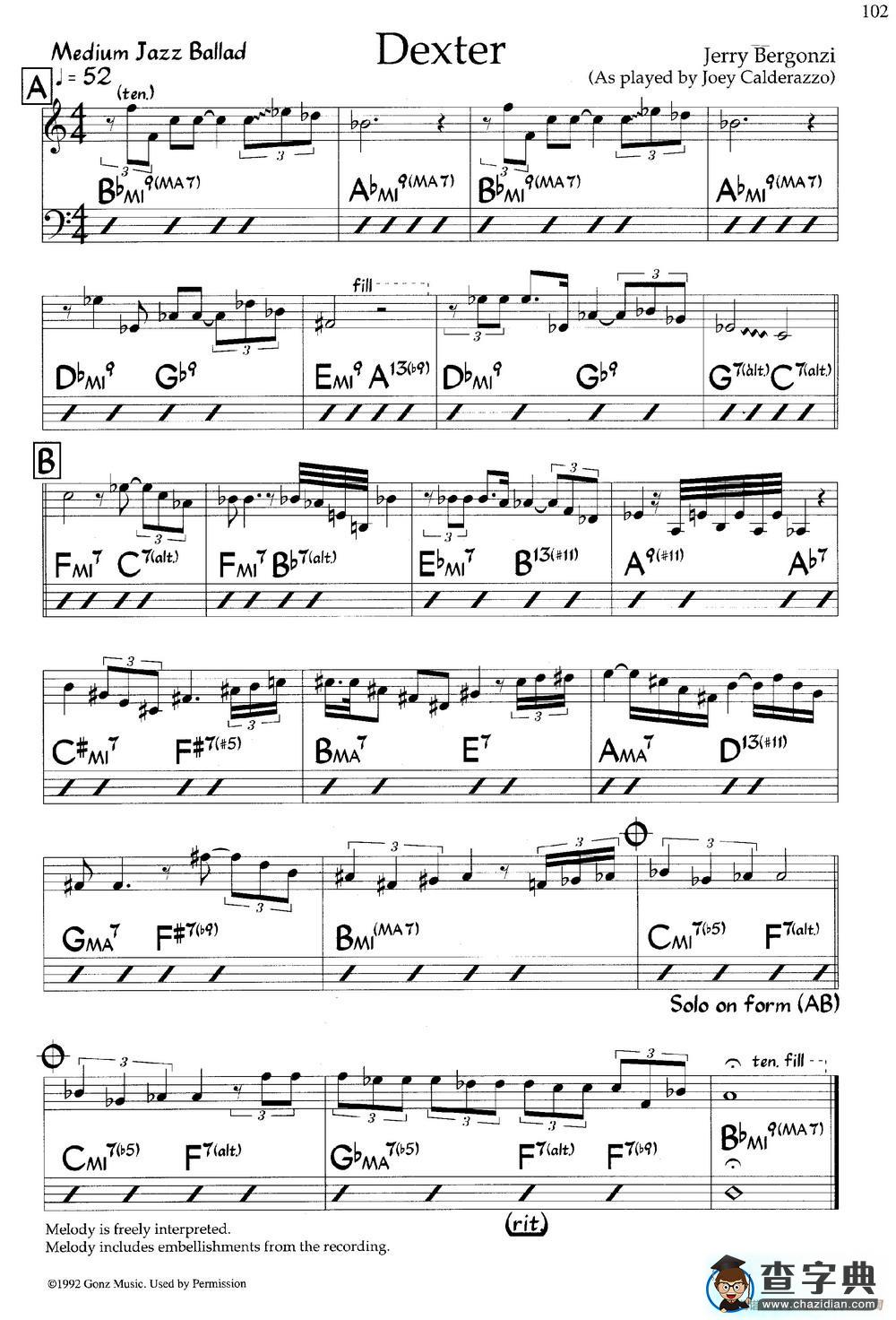 Dexter（爵士钢琴曲）钢琴谱