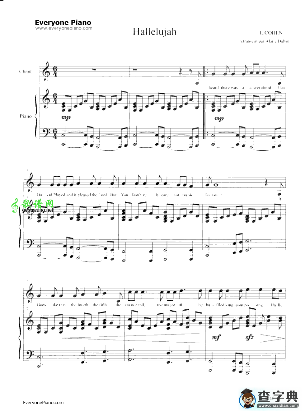 Hallelujah钢琴谱_Rufus Wainwright