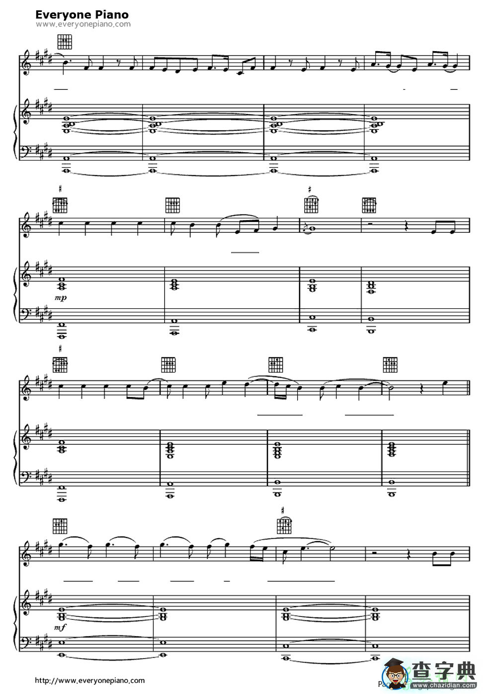 【Lay Me Down钢琴谱】五线谱