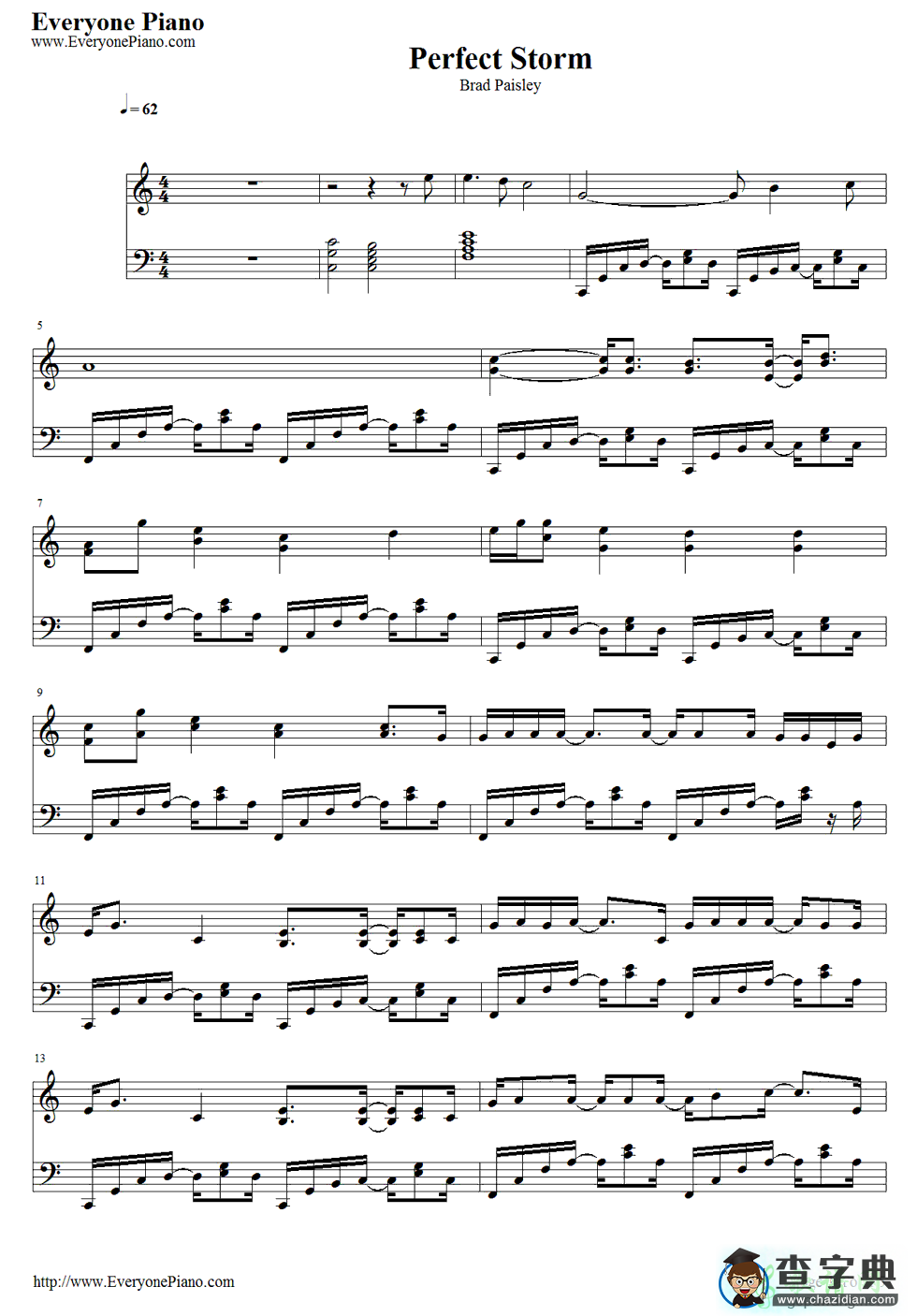 【Perfect Storm钢琴谱】Brad Paisley