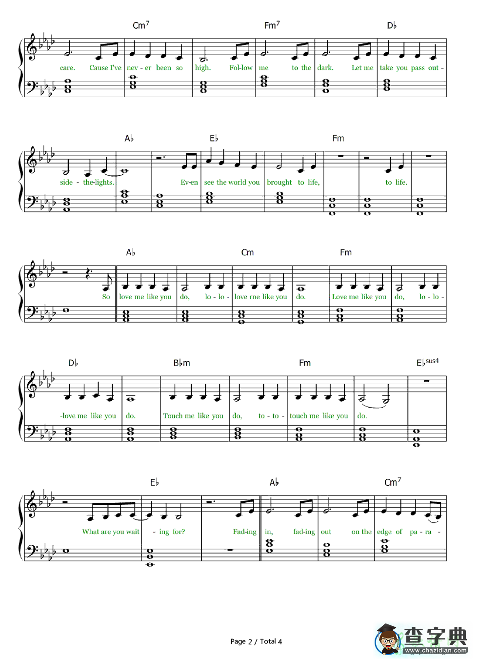 【Love Me Like You Do钢琴谱】Ellie Goulding