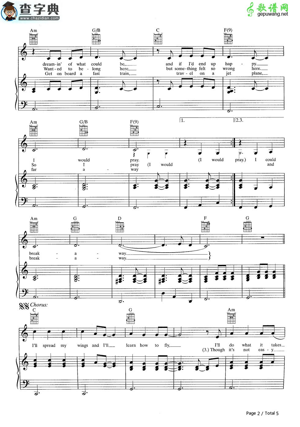 Breakaway钢琴谱_Kelly Clarkson