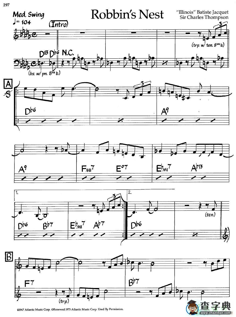 【Robbins Nest钢琴谱】五线谱