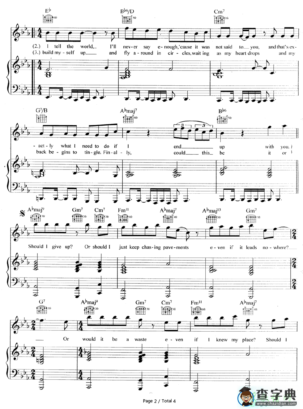【Chasing Pavements钢琴谱】Adele