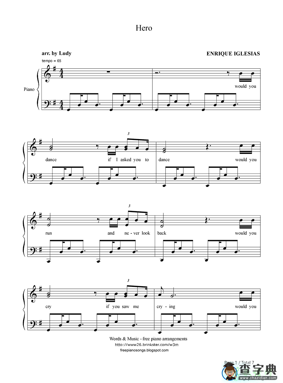 【Hero钢琴谱】Enrique Iglesias