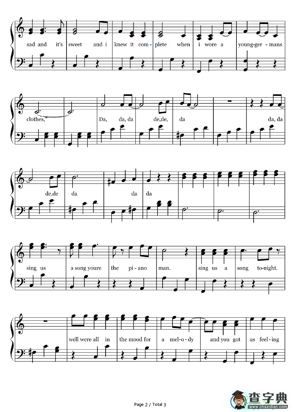 【Piano Man钢琴谱】Billy Joel