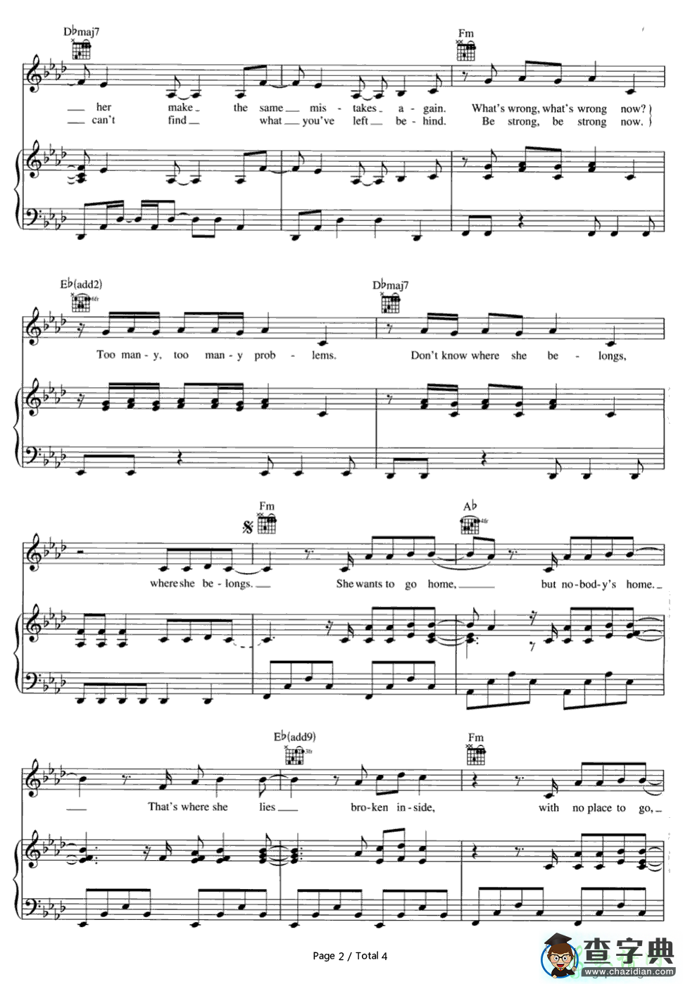 【Nobodys Home钢琴谱】Avril Lavigne