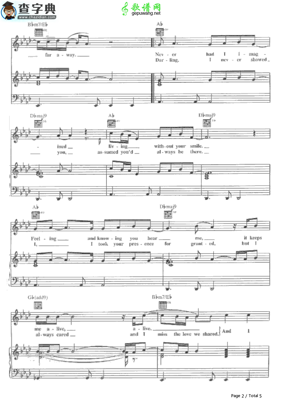 【One Sweet Day钢琴谱】Mariah Carey