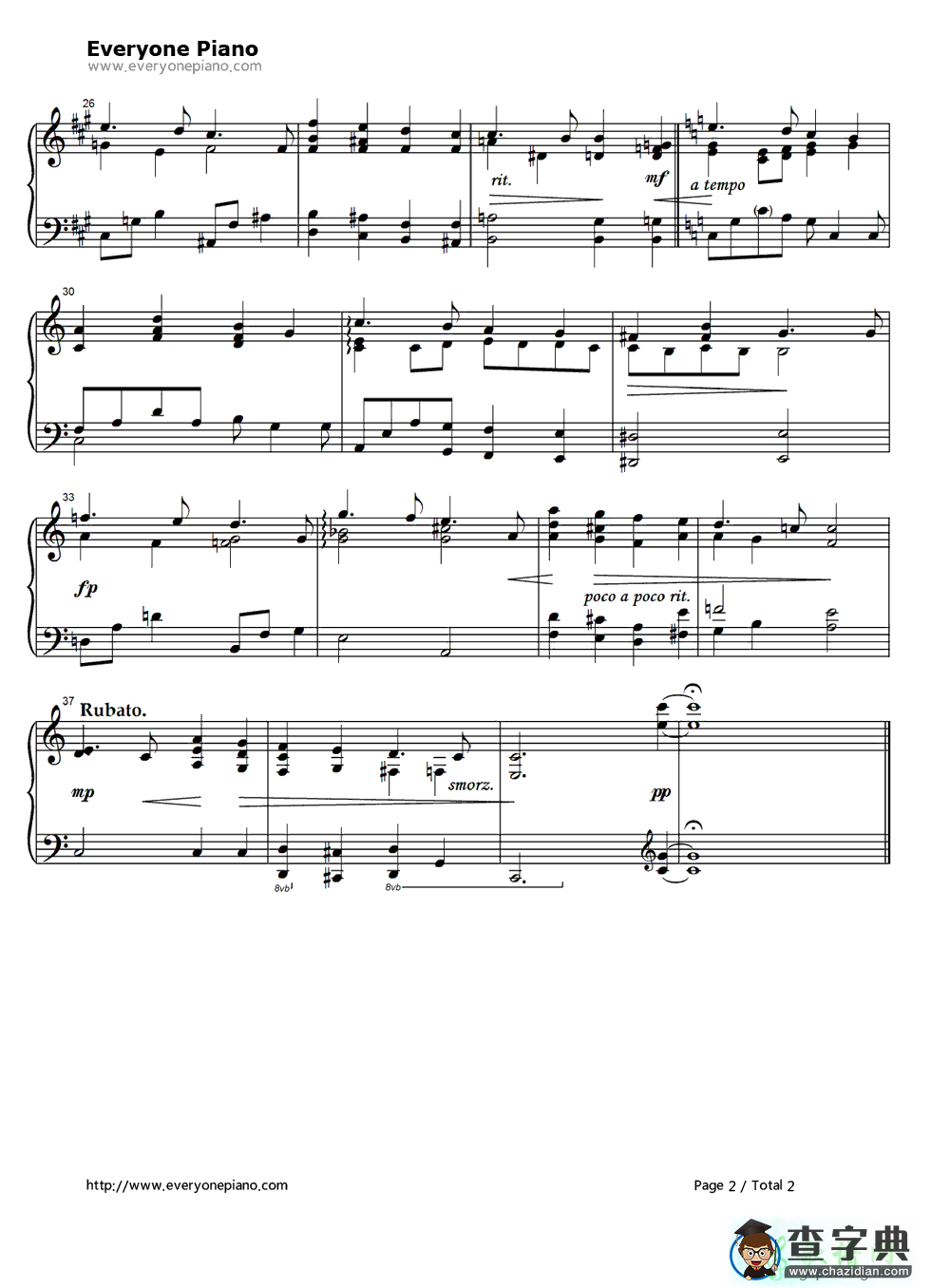 【I Heard the Bells on Christmas Day钢琴谱】五线谱
