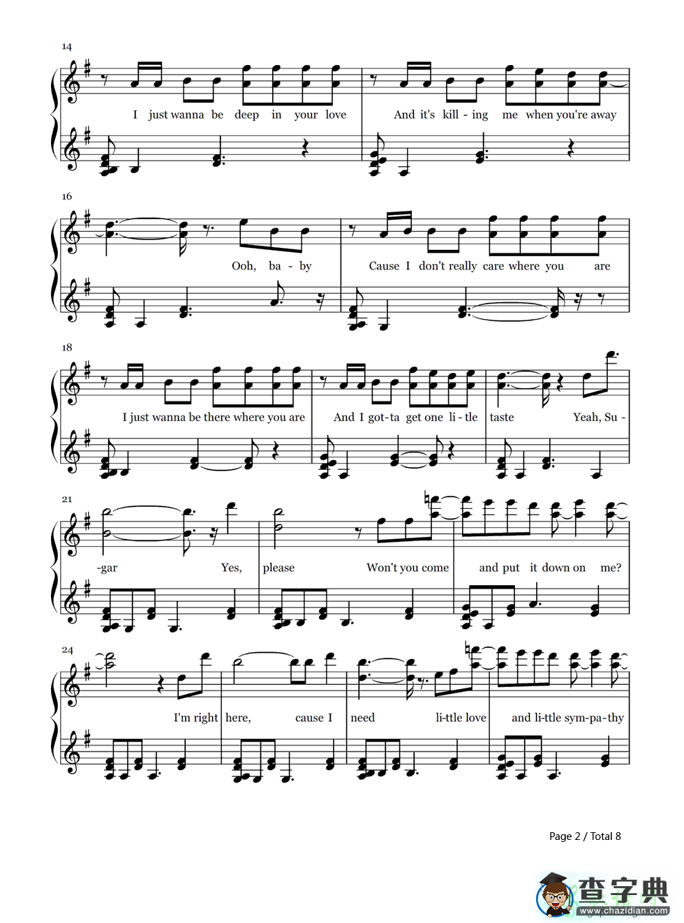 【Sugar钢琴谱】Maroon 5