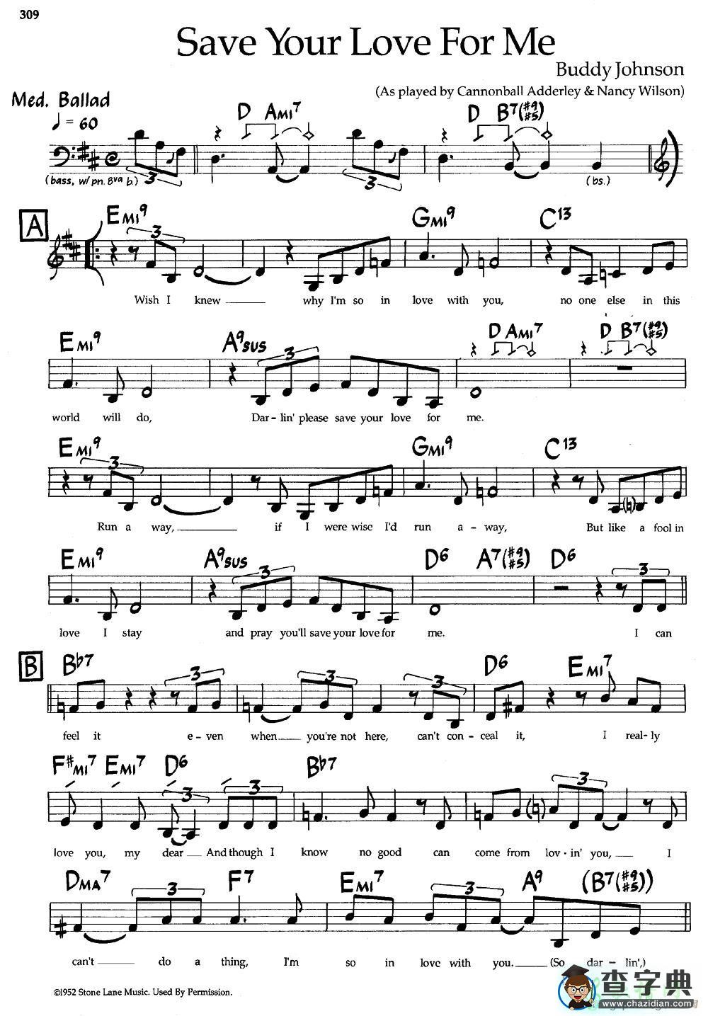 【Save Your Love For Me钢琴谱】五线谱