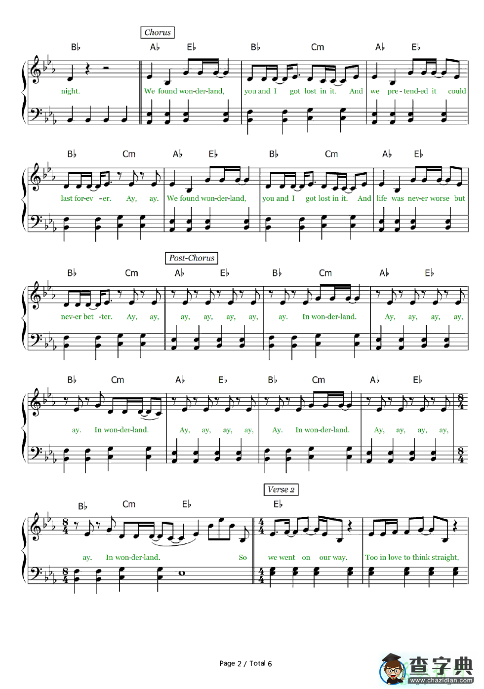 【Wonderland钢琴谱】Taylor Swift