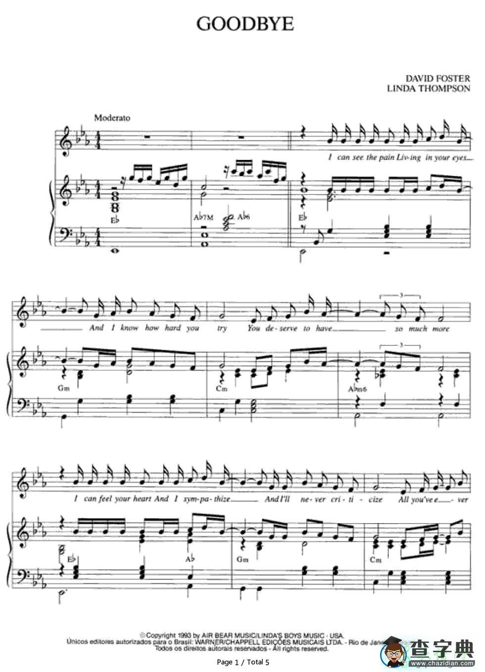 【Goodbye钢琴谱】Air Supply