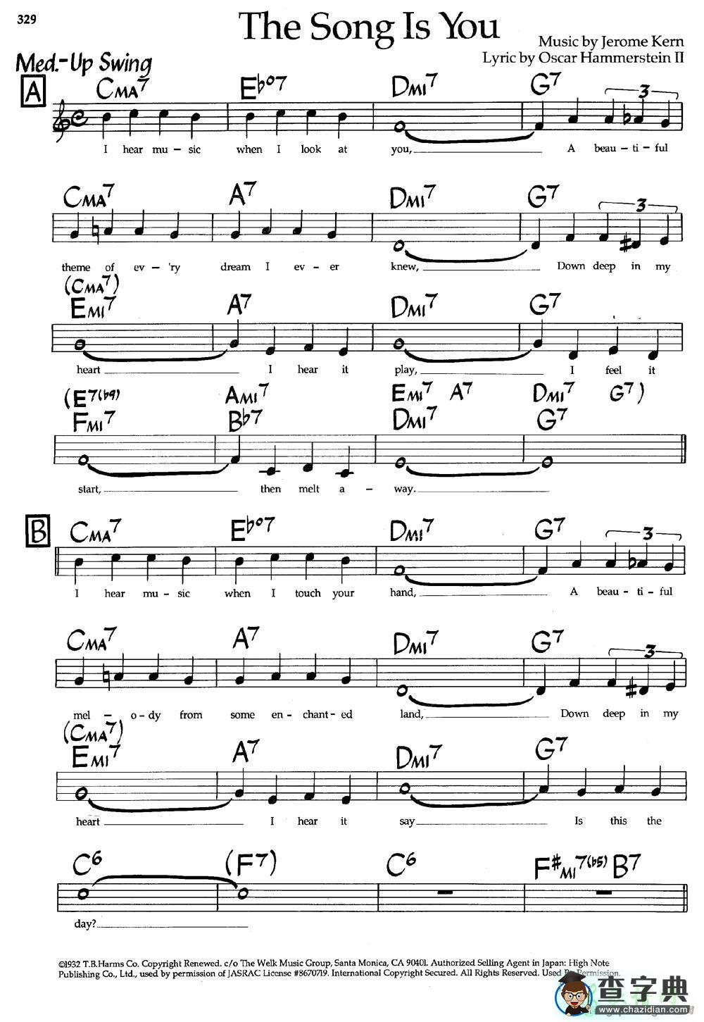【The Song Is You钢琴谱】五线谱