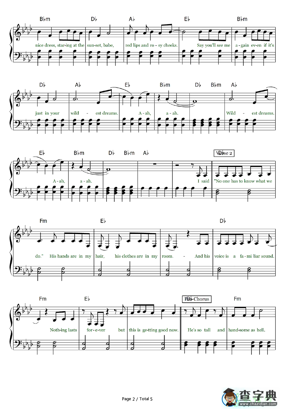 【Wildest Dreams钢琴谱】Taylor Swift