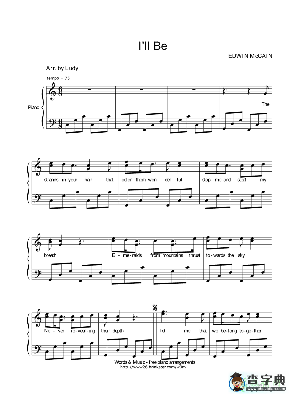 【Ill Be钢琴谱】Edwin McCain