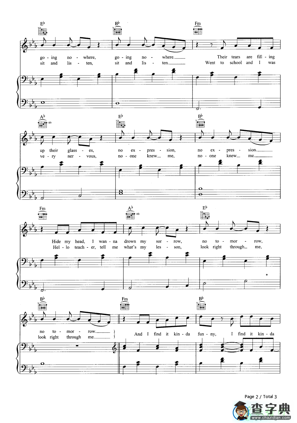 【Mad World钢琴谱】Gary Jules