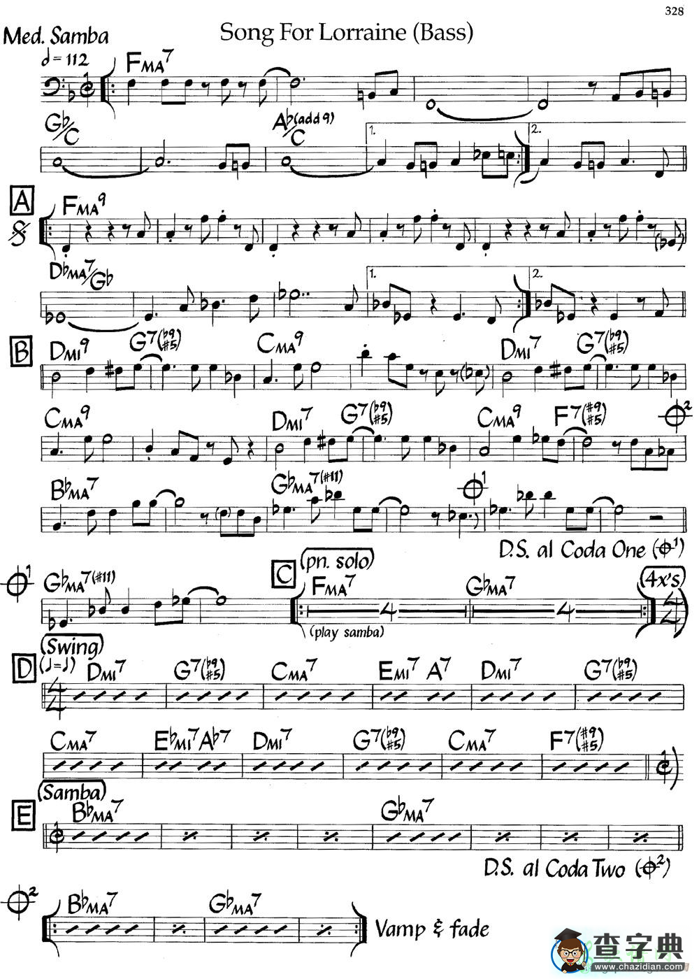 【Song For Lorraine钢琴谱】五线谱