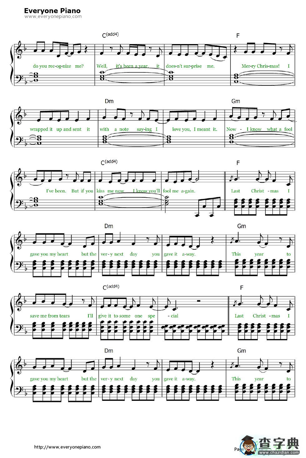 【Last Christmas钢琴谱】Taylor Swift