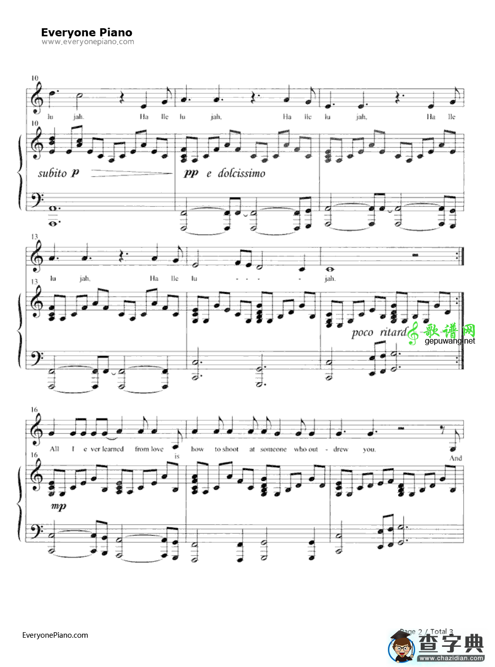 Hallelujah钢琴谱_Rufus Wainwright