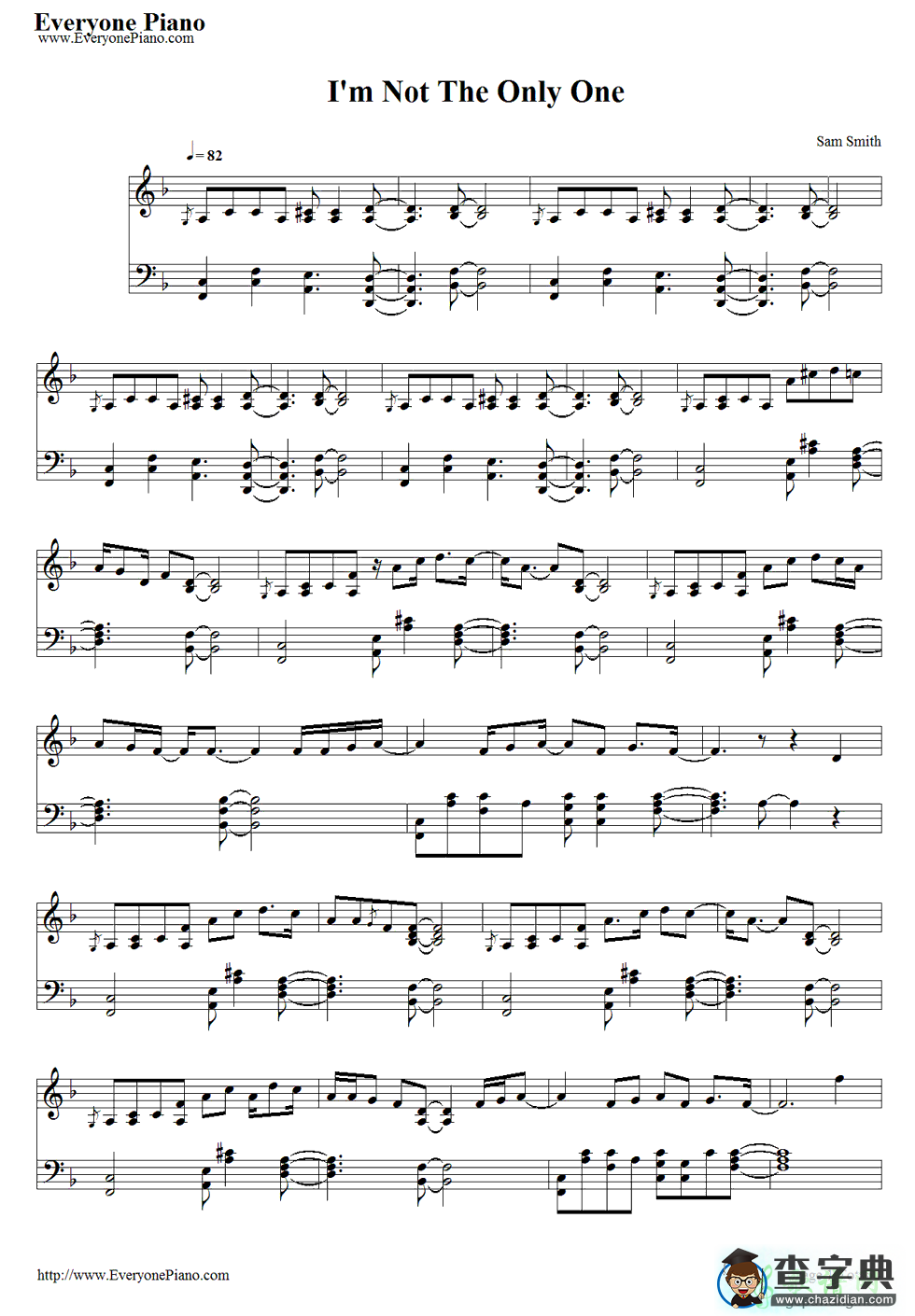 【Im Not the Only One钢琴谱】Sam Smith