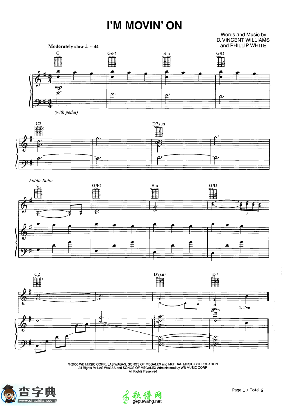 【Im Movin On钢琴谱】Rascal Flatts