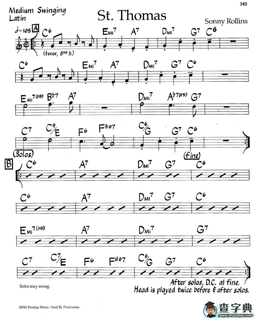 【St.Thomas钢琴谱】五线谱