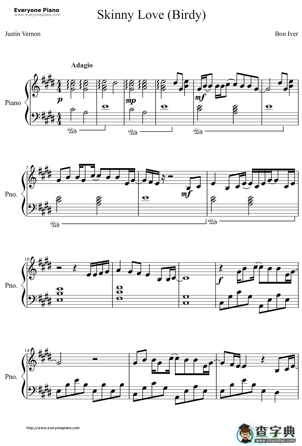 【Skinny Love钢琴谱】Birdy