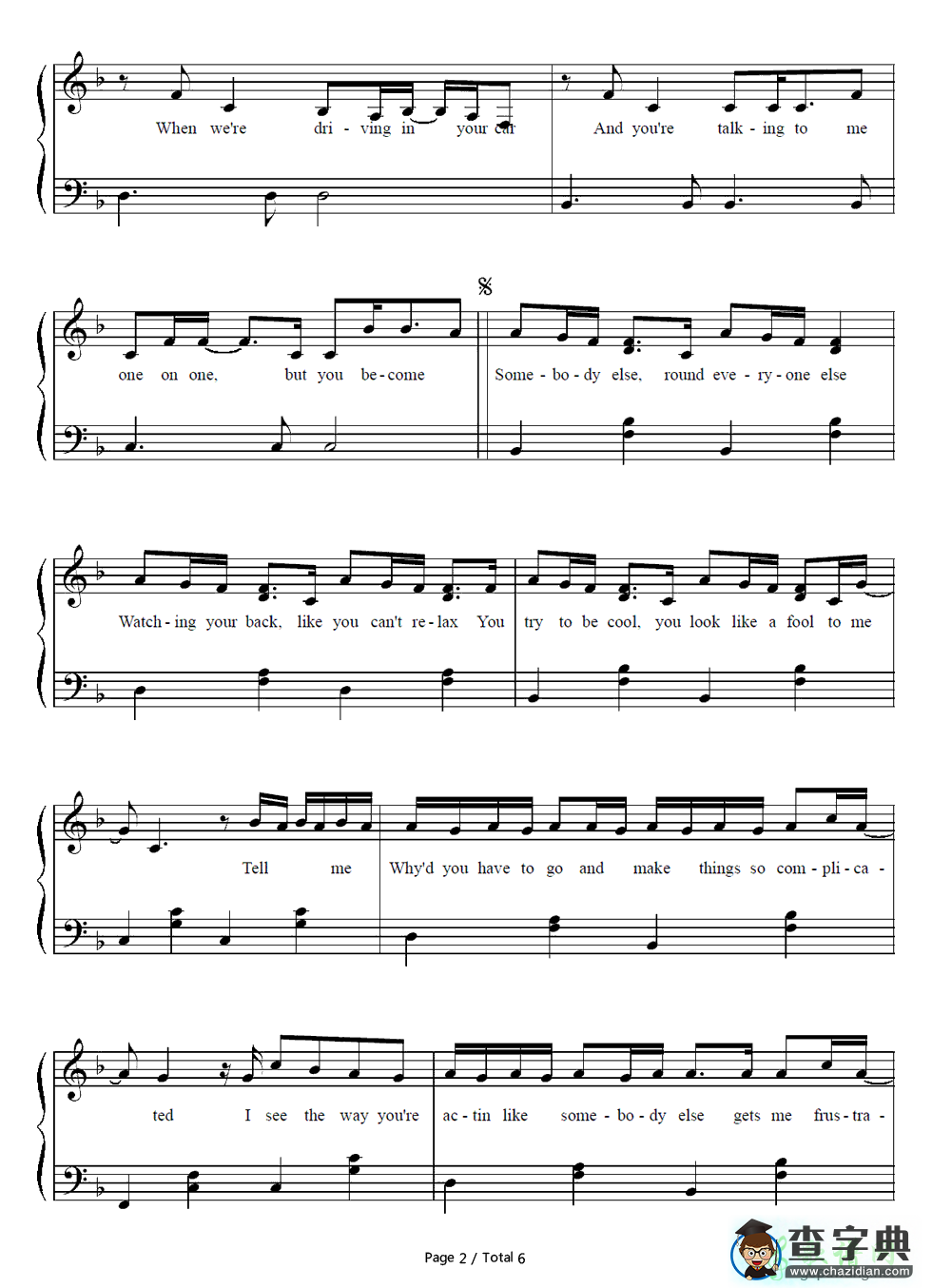 【Complicated钢琴谱】Avril Lavigne