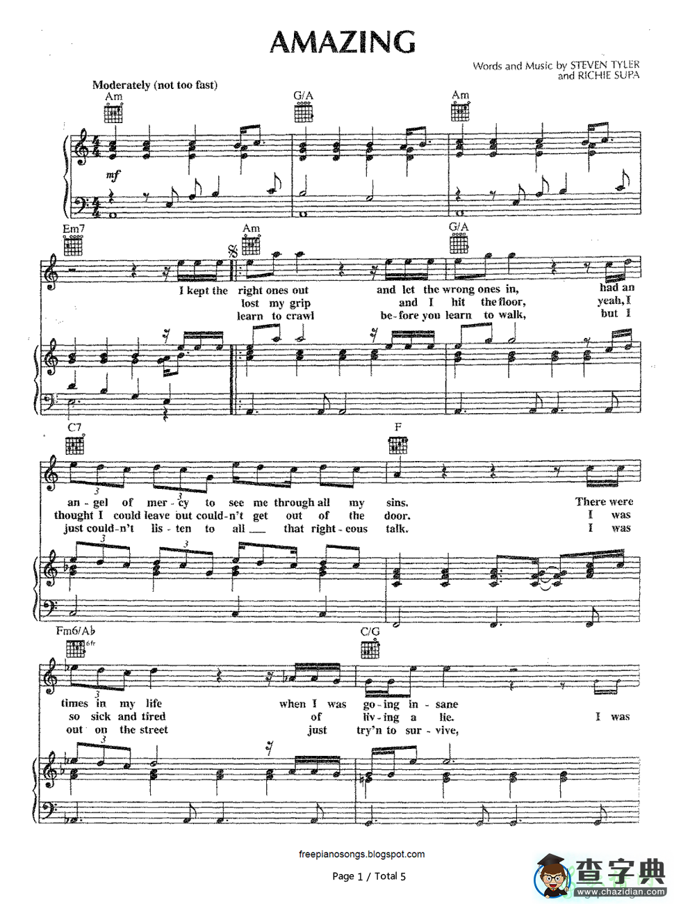 【Amazing钢琴谱】Aerosmith