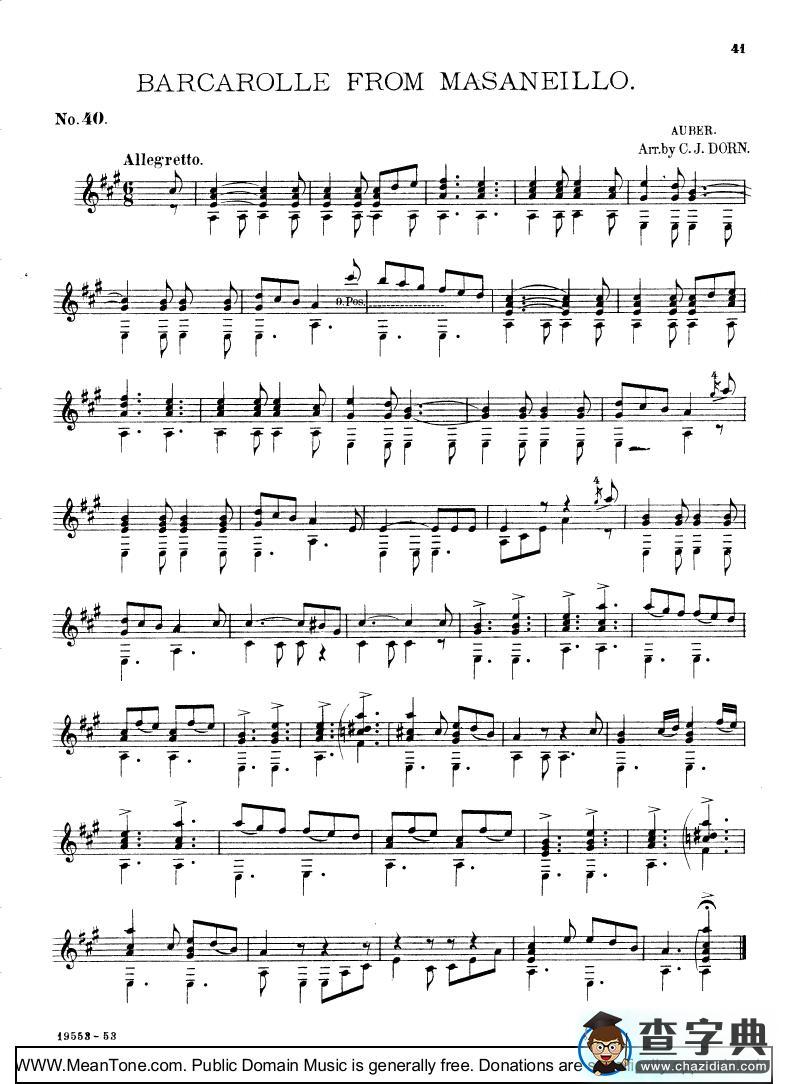 Barcarolle From Masaneillo钢琴谱