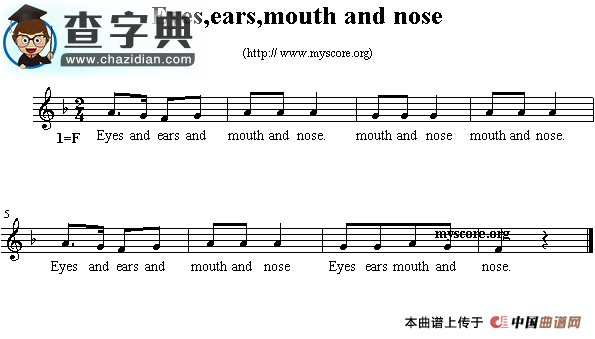 Eyes,ears,mouth and nose钢琴谱