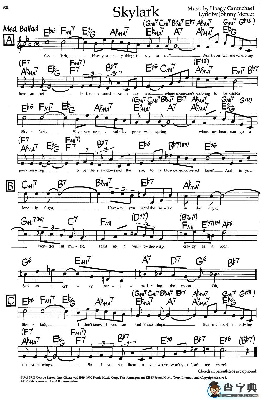 Skylark钢琴谱